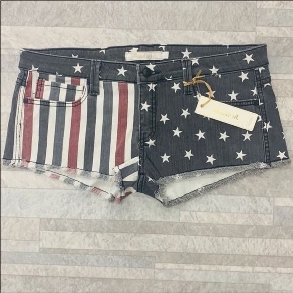 NWT $148 Frankie B. Stars & Stripes Raw Hem Shorts - Picture 4 of 13